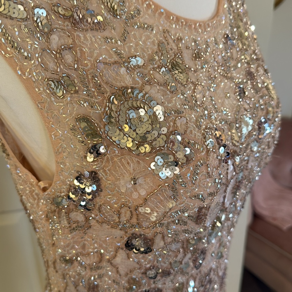 MAC DUGGAL
Pink Embellished Bateau Neck Cap Sleeve Floral Beaded Trumpet Gown - Picture 10 of 17
